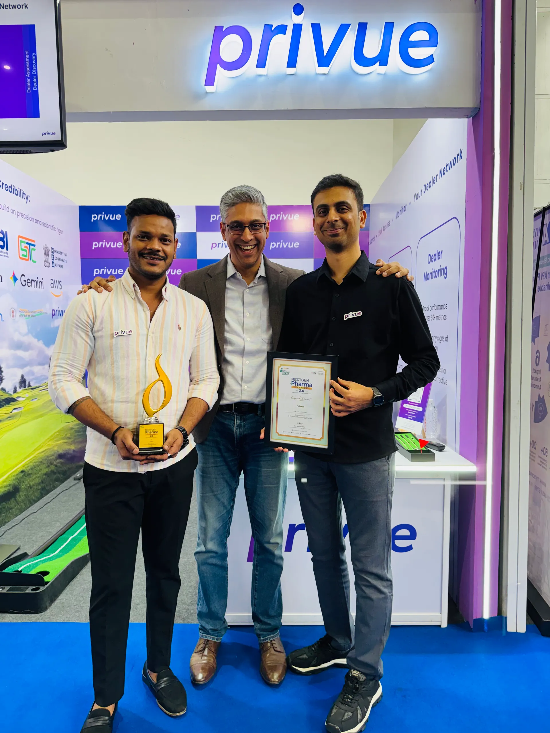 Receiving the NextGen Pharma Award - Excellence in AI-Powered Technology, Hyderabad